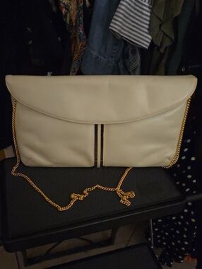 Susan Gail Elegant Cream Chain-Handle Clutch Bag